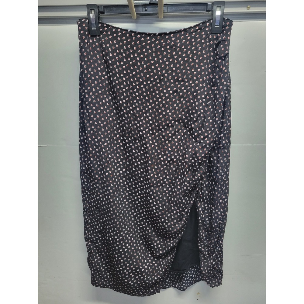 Abercrombie Fitch Black‎ Floral Print Midi Skirt with Slit Size M